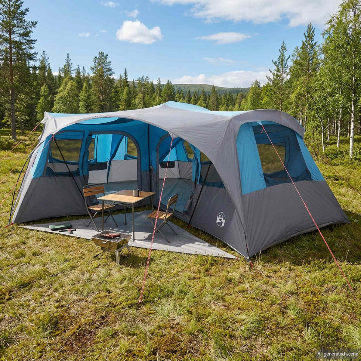 vidaXL Family Tent with Rainfly Water-resistant 6-Person Blue 1