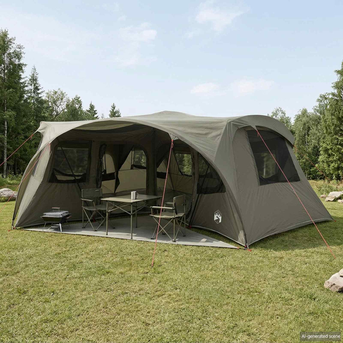 vidaXL Family Tent with Rainfly Water-resistant 6-Person Army Green 1