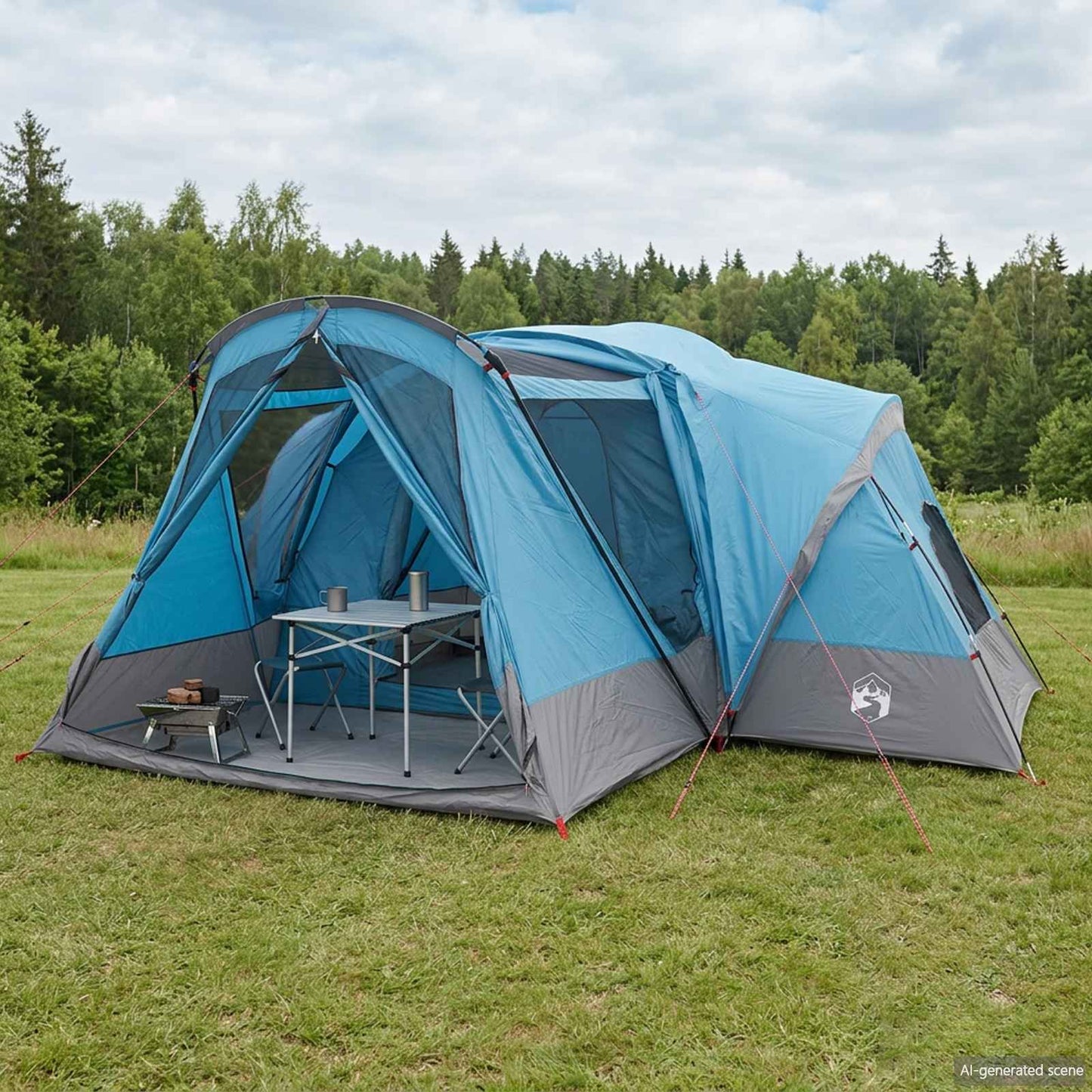 vidaXL Cabin Tent with Rainfly Water-Resistant 10-Person Blue 1