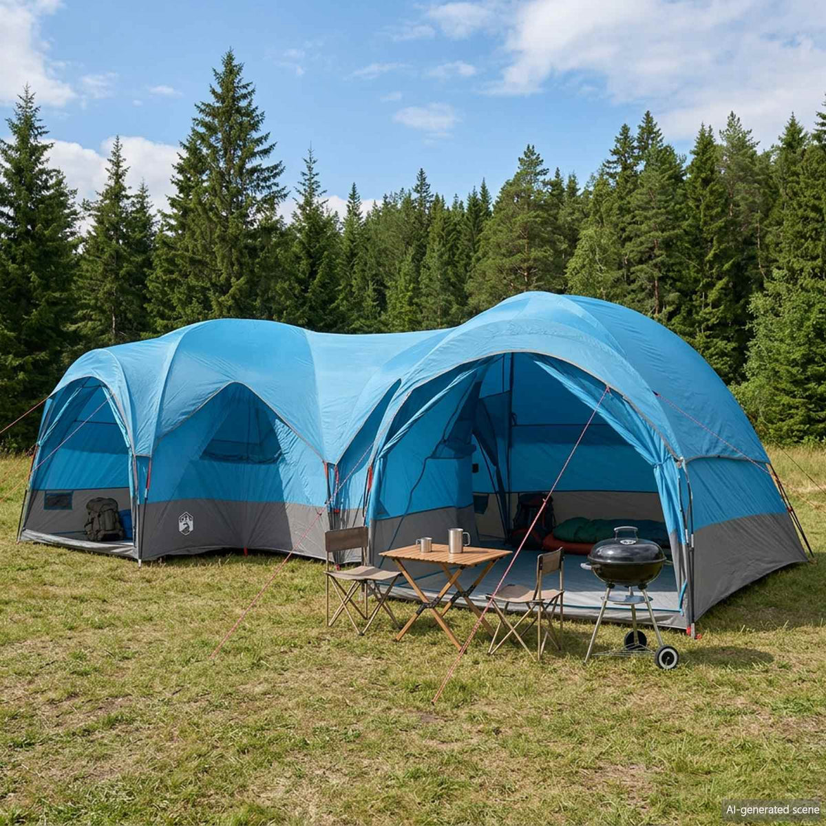 Family Tent with Rainfly Water-resistant 5-Person Blue