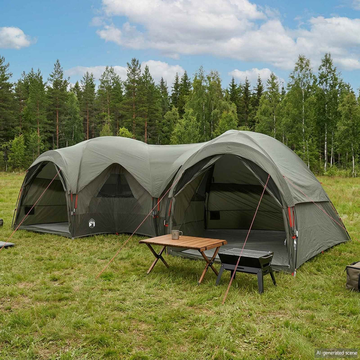 vidaXL Family Tent with Rainfly Water-resistant 5-Person Army Green 1
