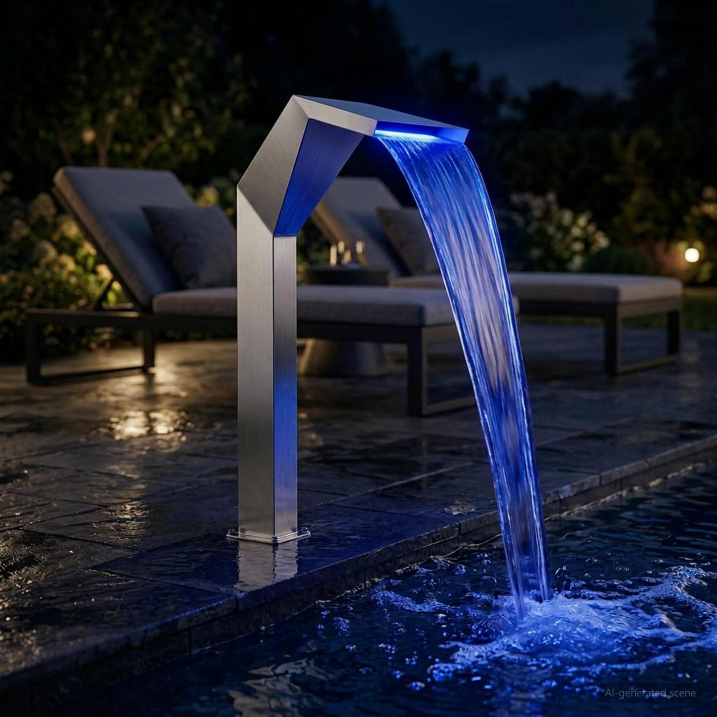 vidaXL Pool Waterfall Stainless Steel 50 x 30 x 90 cm Silver 3
