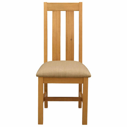 vidaXL Dining Chair 2 pcs Solid Oak Wood Beige 45 x 54 x 100 cm 3