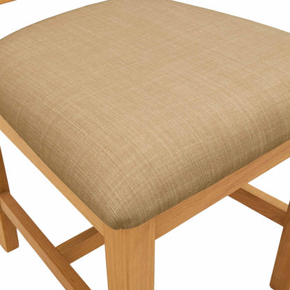 vidaXL Dining Chair 2 pcs Solid Oak Wood Beige 45 x 51 x 105 cm 6