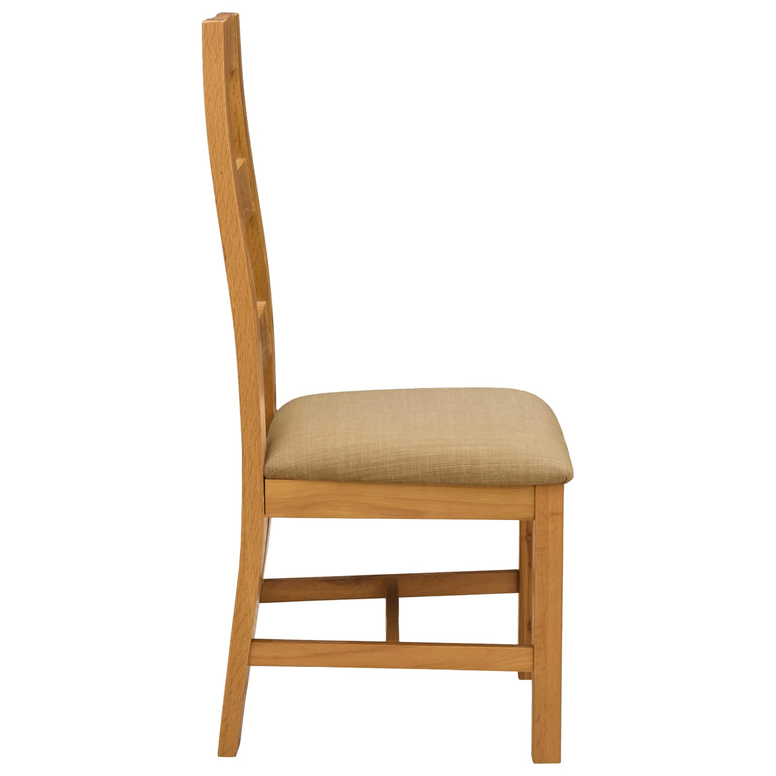 vidaXL Dining Chair 2 pcs Solid Oak Wood Beige 45 x 51 x 105 cm 4