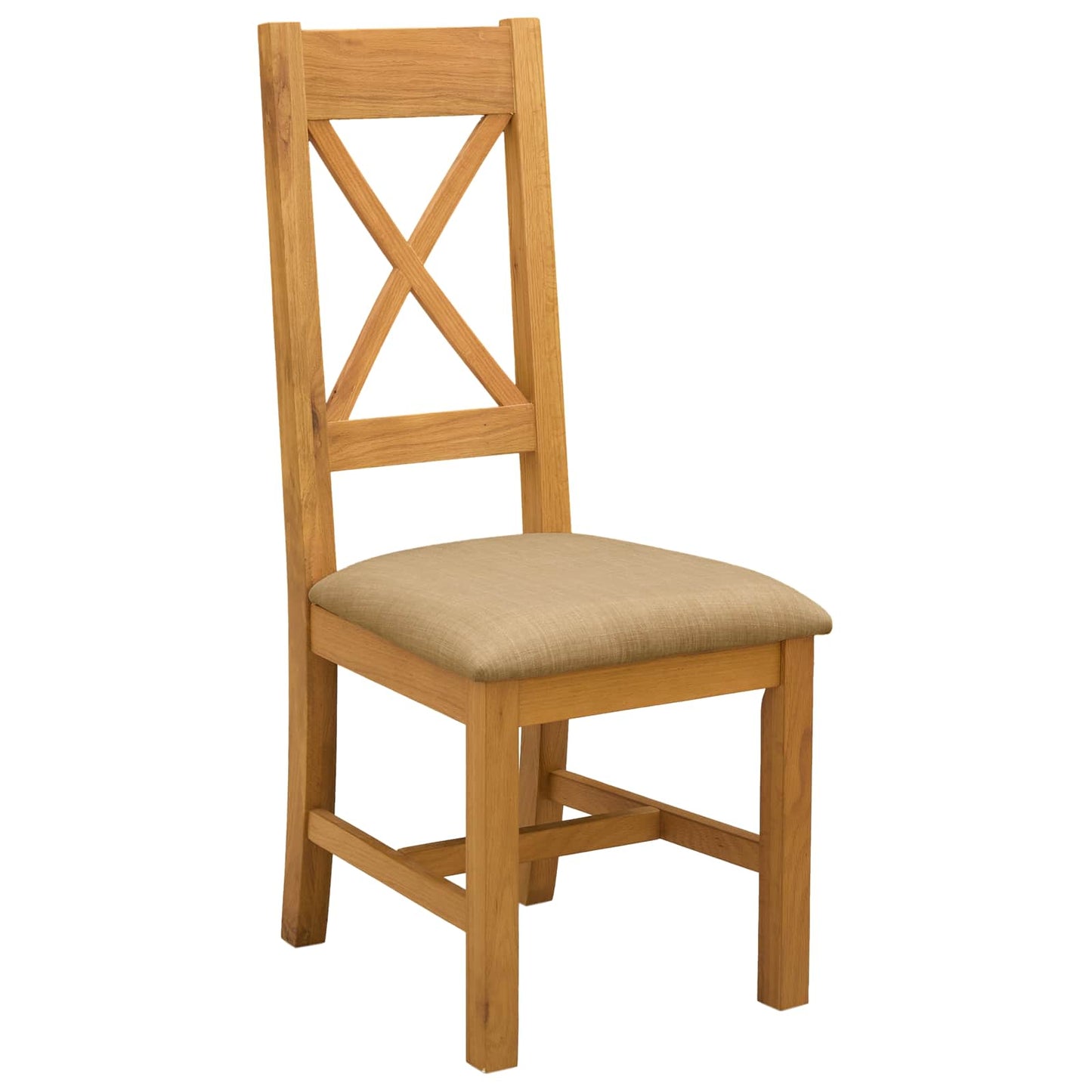 vidaXL Dining Chair 2 pcs Solid Oak Wood Beige 45 x 54 x 105 cm 2