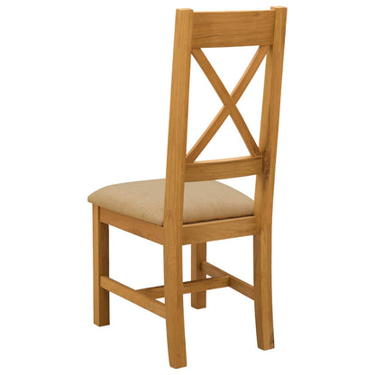 vidaXL Dining Chair 2 pcs Solid Oak Wood Beige 45 x 54 x 105 cm 5