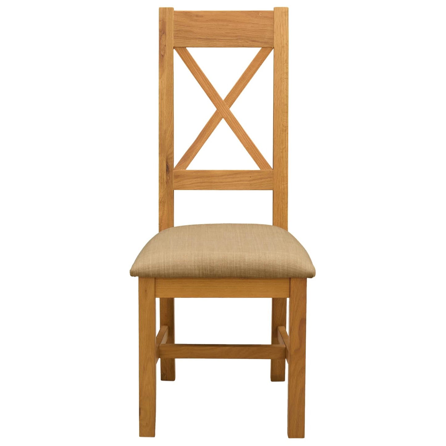 vidaXL Dining Chair 2 pcs Solid Oak Wood Beige 45 x 54 x 105 cm 3