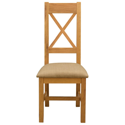 vidaXL Dining Chair 2 pcs Solid Oak Wood Beige 45 x 54 x 105 cm 3