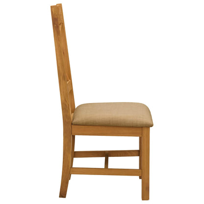 vidaXL Dining Chair 2 pcs Solid Oak Wood Beige 45 x 54 x 105 cm 4