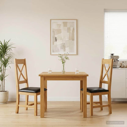Dining Chair TIEL 2 pcs Solid Oak Wood 45 x 54 x 105 cm Black