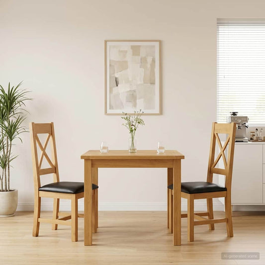 Dining Chair TIEL 2 pcs Solid Oak Wood 45 x 54 x 105 cm Black