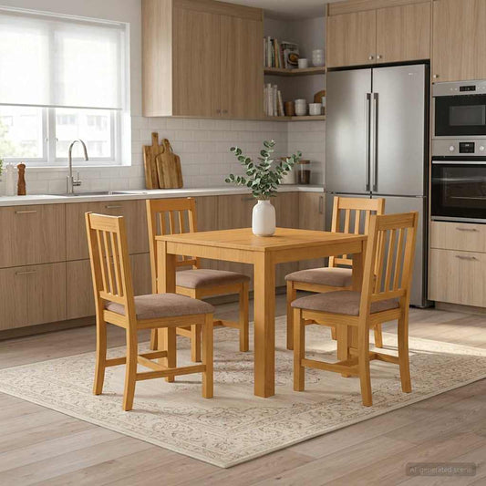 vidaXL Dining Table 90 x 90 x 75 cm Solid Oak Wood Natural Square 1