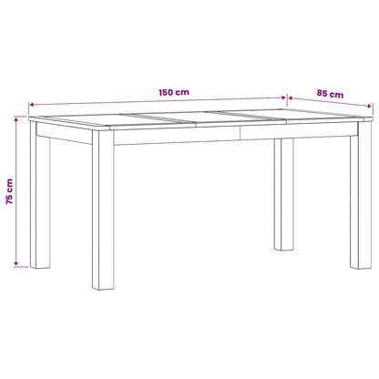 vidaXL Dining Table 150 x 85 x 75 cm Solid Oak Wood Natural 6