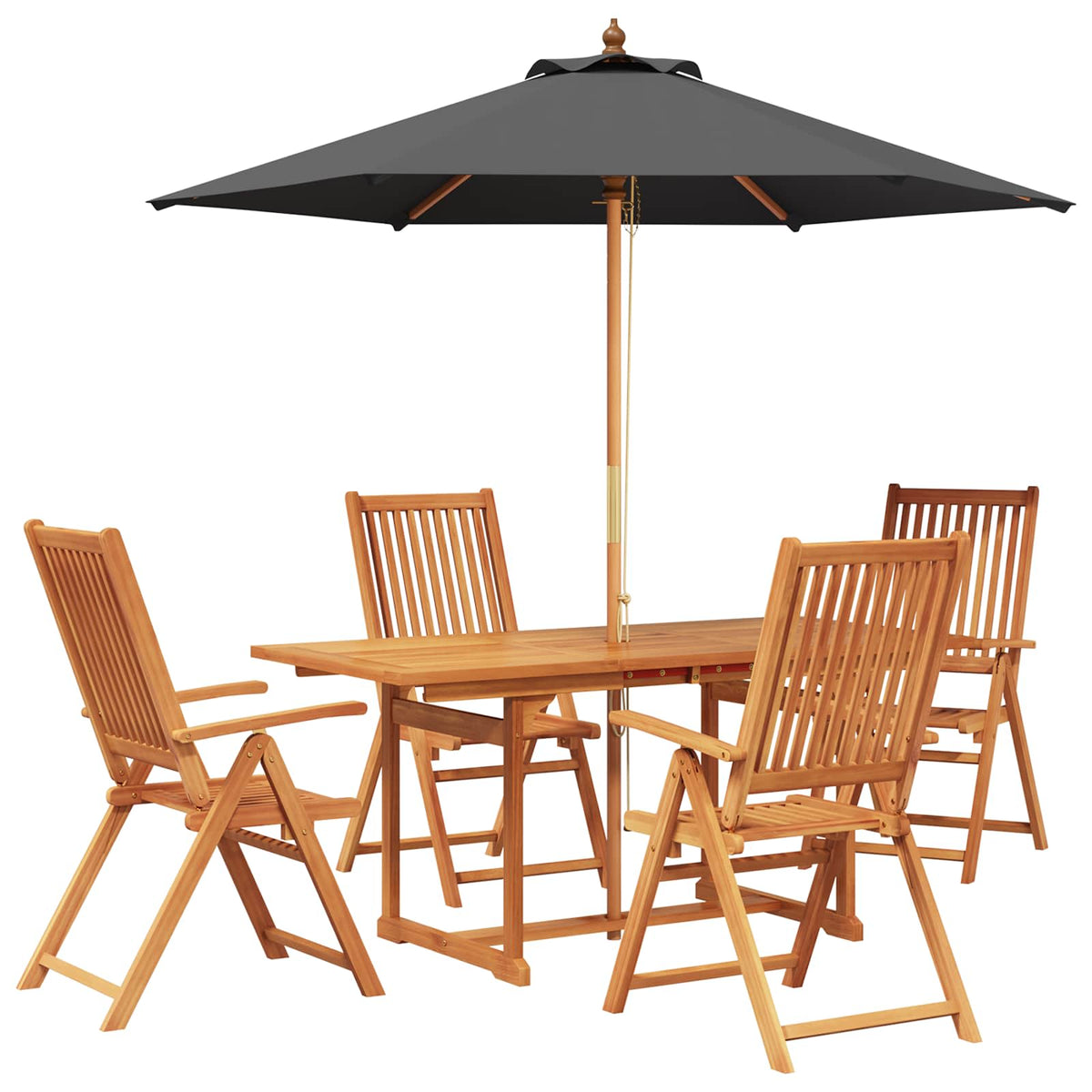 Outdoor Dining Set with Parasol 6 pcs 4-Seaters Anthracite and natural 4