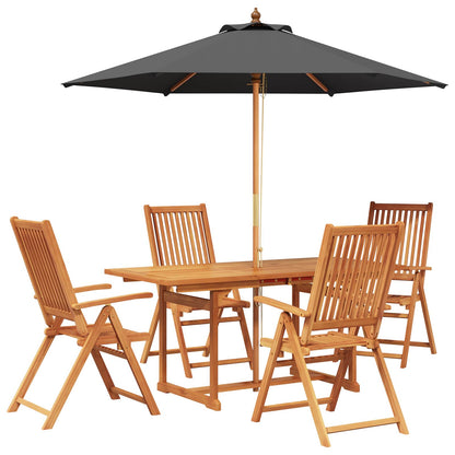 Outdoor Dining Set with Parasol 6 pcs 4-Seaters Anthracite and natural 4