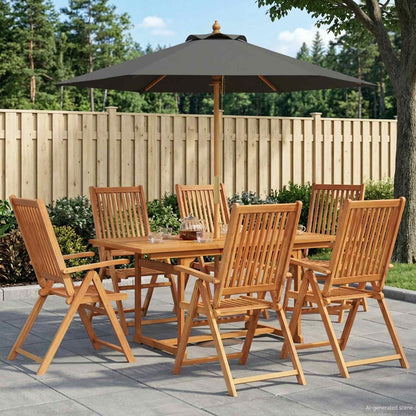 Outdoor Dining Set with Parasol 6 pcs 4-Seaters Anthracite and natural 6