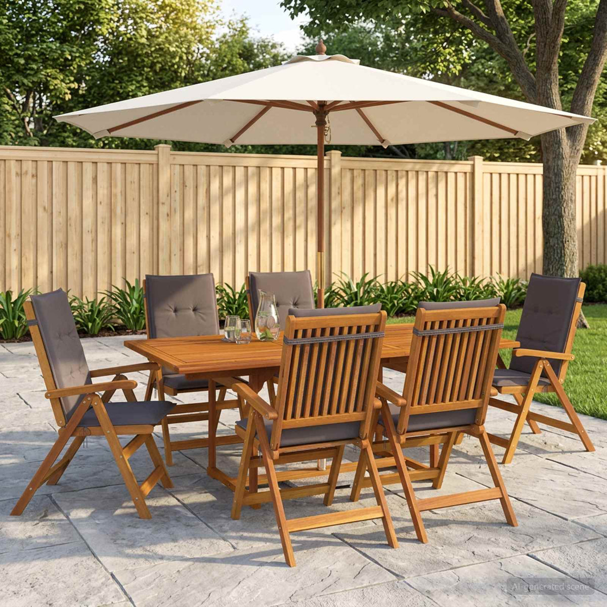 Outdoor Dining Set with Parasol 6 pcs 4-Seaters Anthracite 6