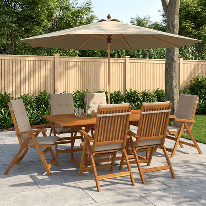 Outdoor Dining Set with Parasol 6 pcs 4-Seaters Cream white 6
