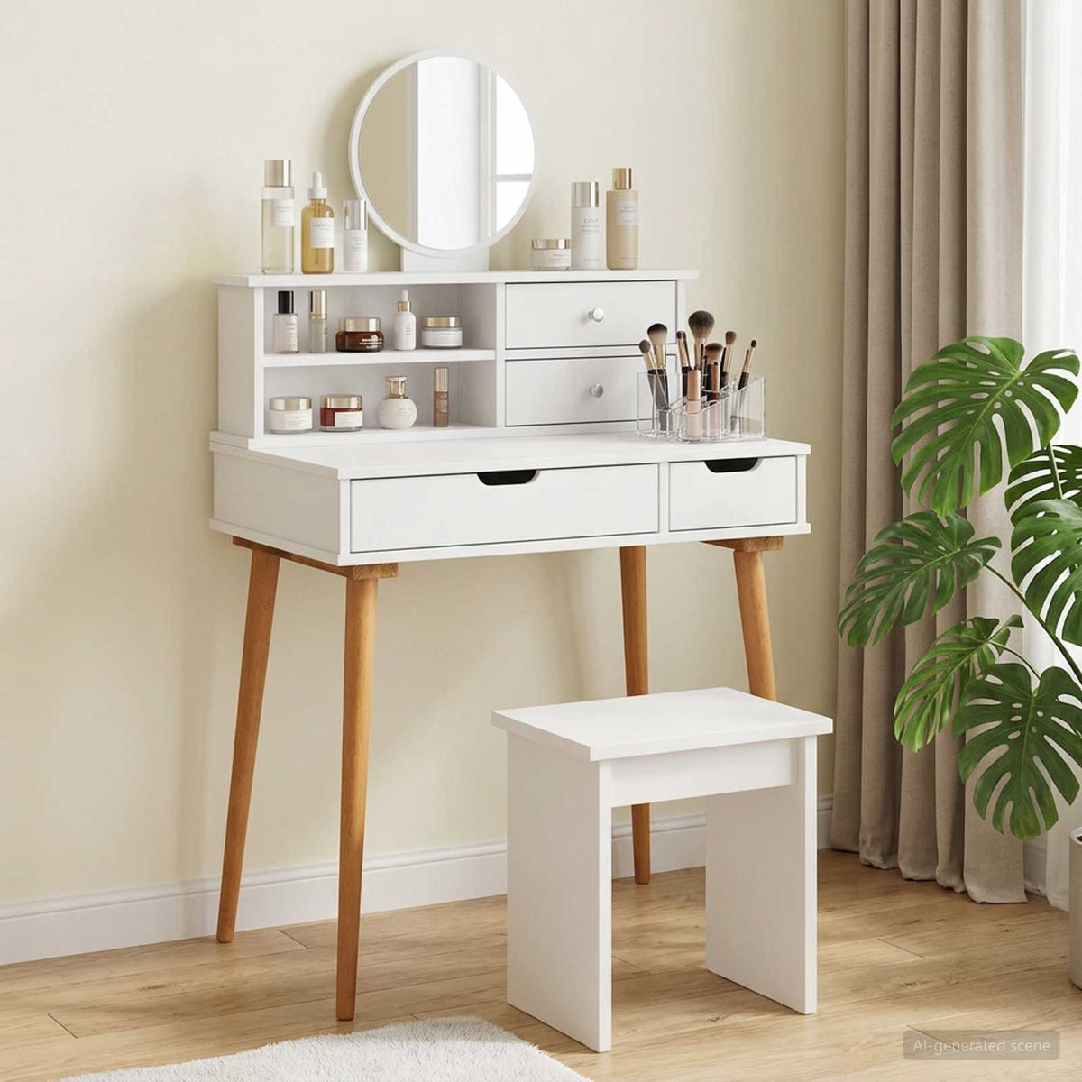 vidaXL Dressing Table Set FAUSKE 3 pcs White 76 x 50 x 143 cm 76 cm
