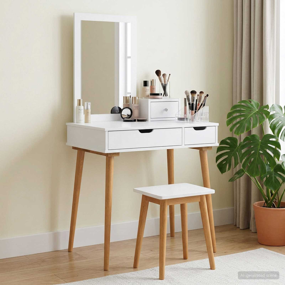 vidaXL Dressing Table Set FAUSKE 3 pcs White 76 x 50 x 143 cm 76 cm