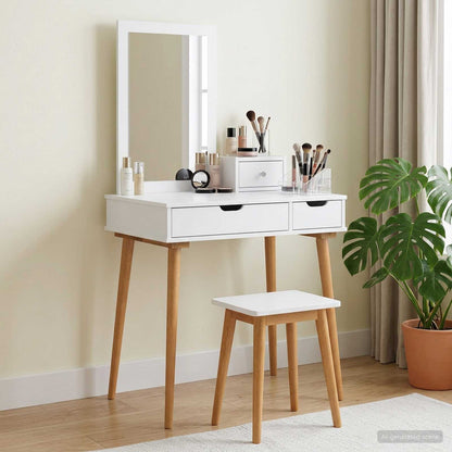vidaXL Dressing Table Set FAUSKE 3 pcs White 76 x 50 x 143 cm 76 cm