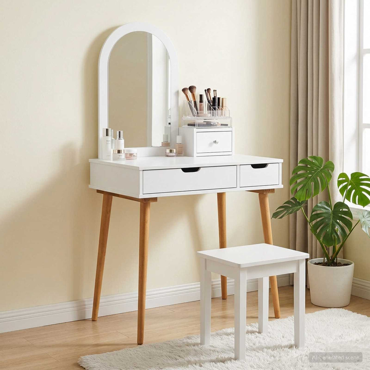 vidaXL Dressing Table Set FAUSKE 3 pcs White 76 x 50 x 143 cm 76 cm