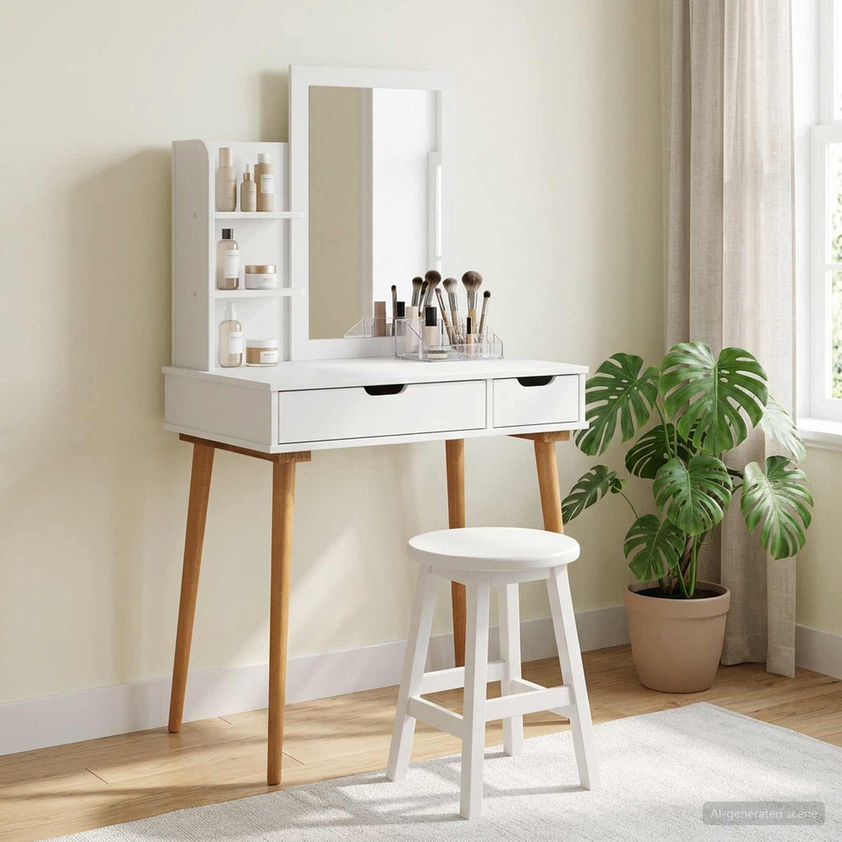 vidaXL Dressing Table Set FAUSKE 3 pcs White 76 x 50 x 143 cm 76 cm
