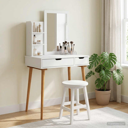 vidaXL Dressing Table Set FAUSKE 3 pcs White 76 x 50 x 143 cm 76 cm