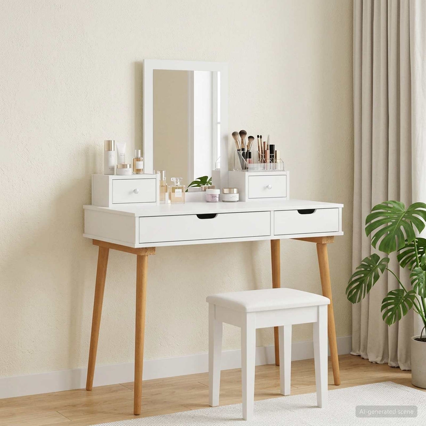 vidaXL Dressing Table Set FAUSKE 4 pcs White 100 x 50 x 143 cm 1
