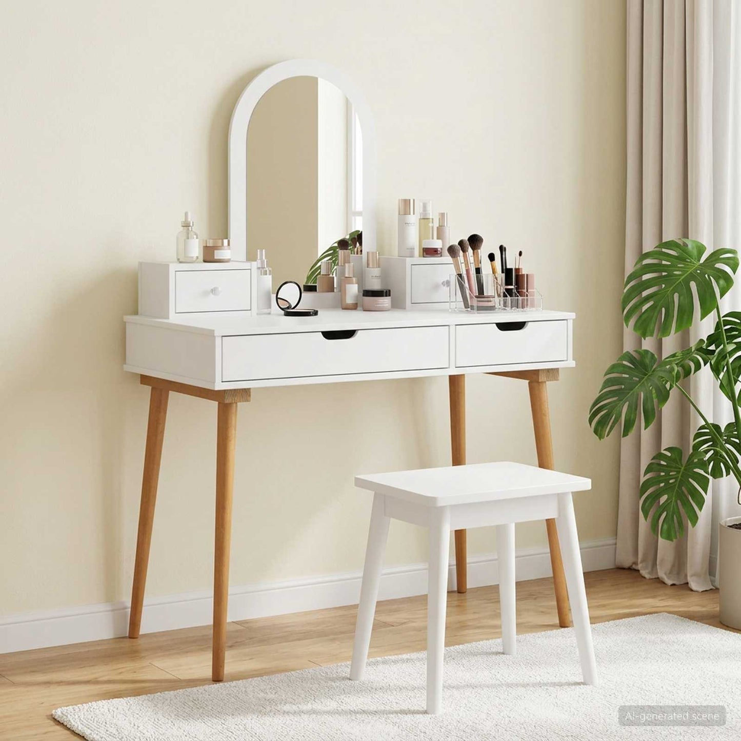 vidaXL Dressing Table Set FAUSKE 4 pcs White 100 x 50 x 143 cm 1