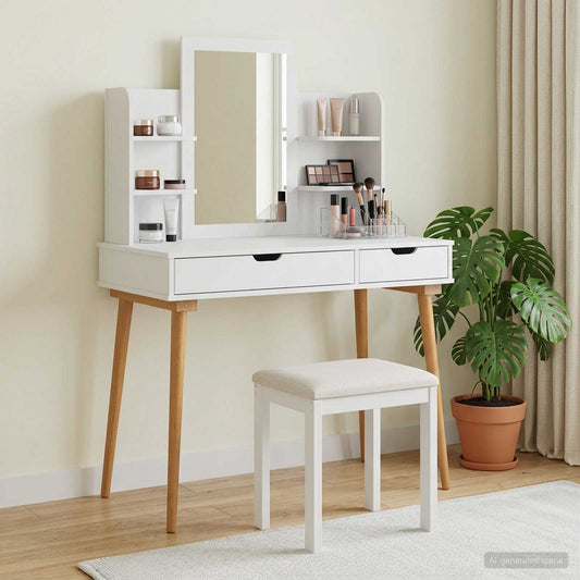vidaXL Dressing Table Set FAUSKE 4 pcs White 100 x 50 x 143 cm 1