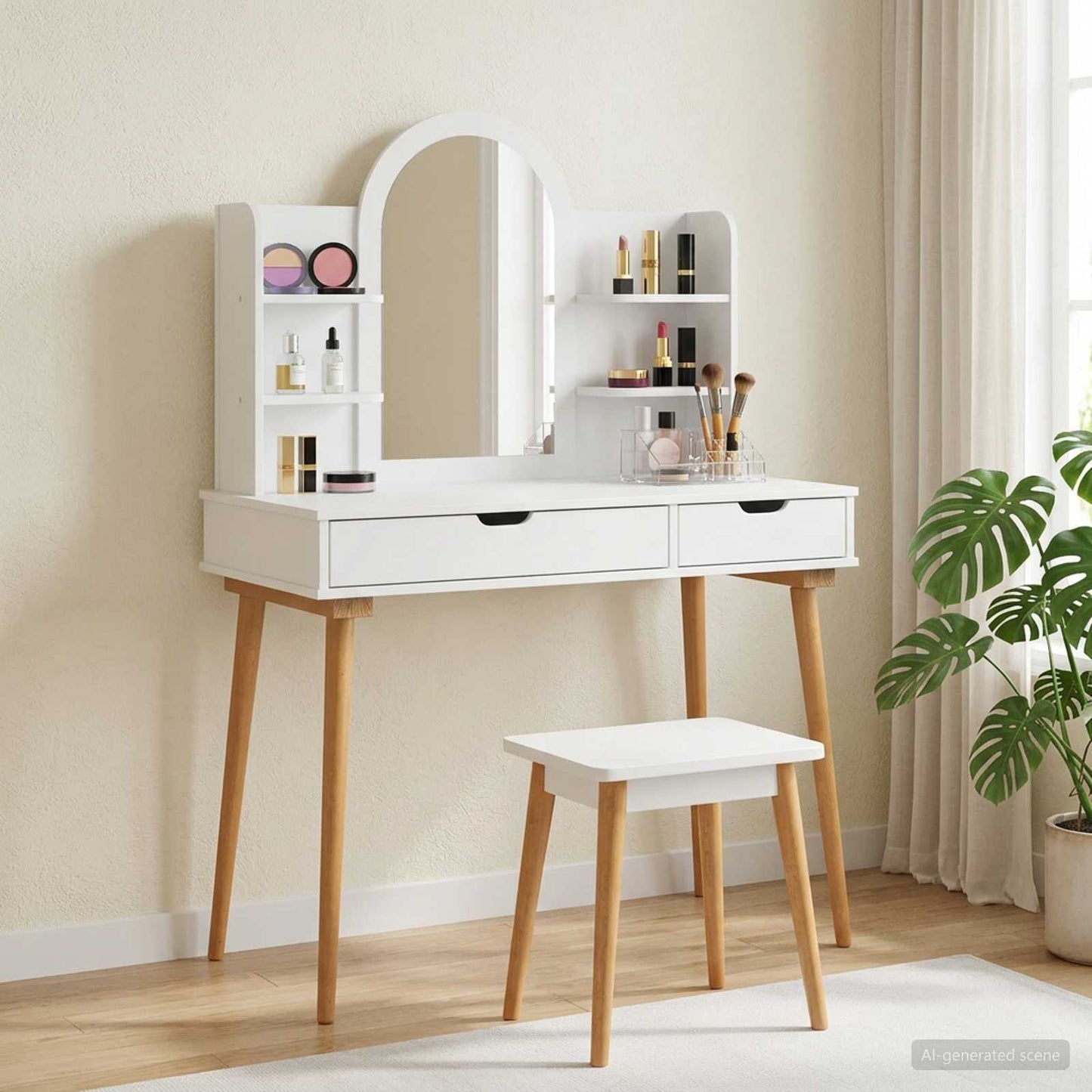 vidaXL Dressing Table Set FAUSKE 4 pcs White 100 x 50 x 143 cm 1