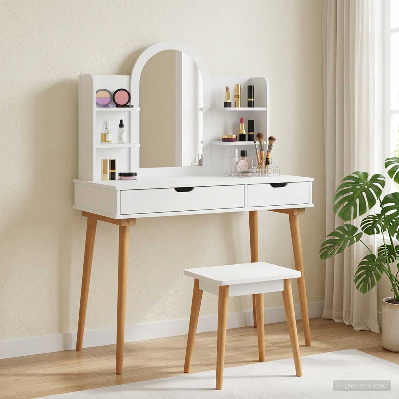 vidaXL Dressing Table Set FAUSKE 4 pcs White 100 x 50 x 143 cm 1