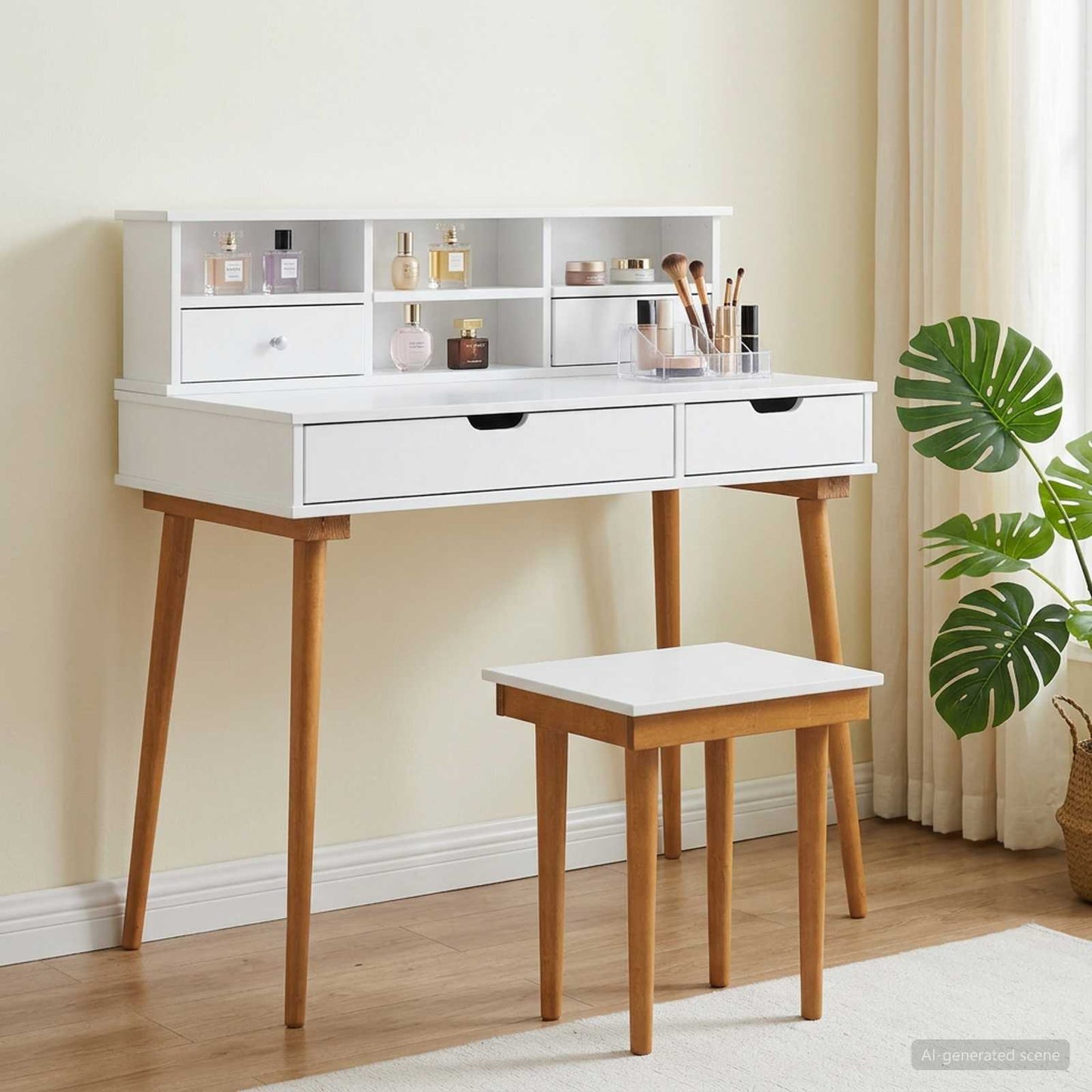vidaXL Dressing Table Set FAUSKE 3 pcs White 100 x 50 x 103.5 cm 1