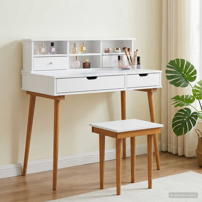 vidaXL Dressing Table Set FAUSKE 3 pcs White 100 x 50 x 103.5 cm 1
