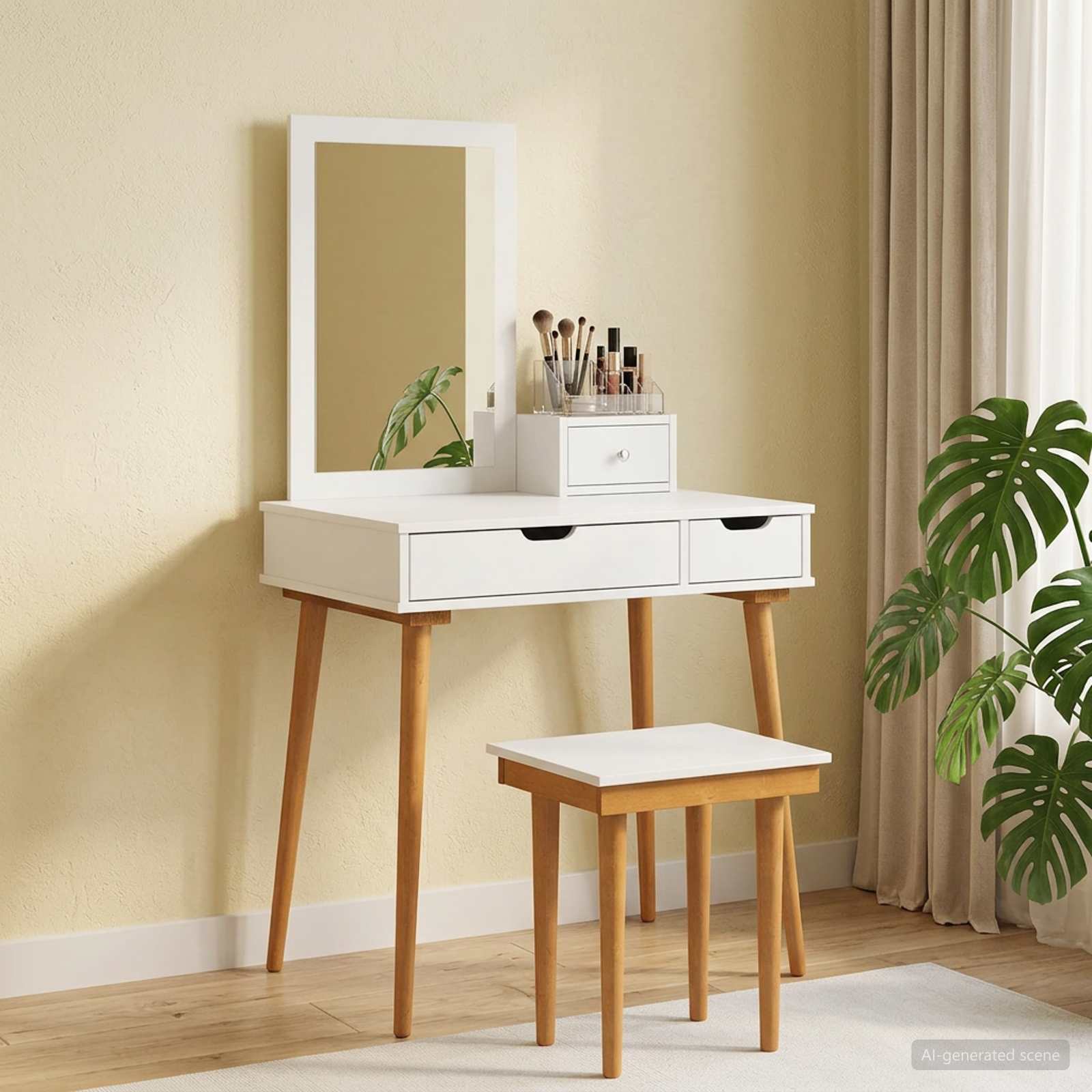 vidaXL Dressing Table Set FAUSKE 4 pcs White 76 x 50 x 143 cm 1