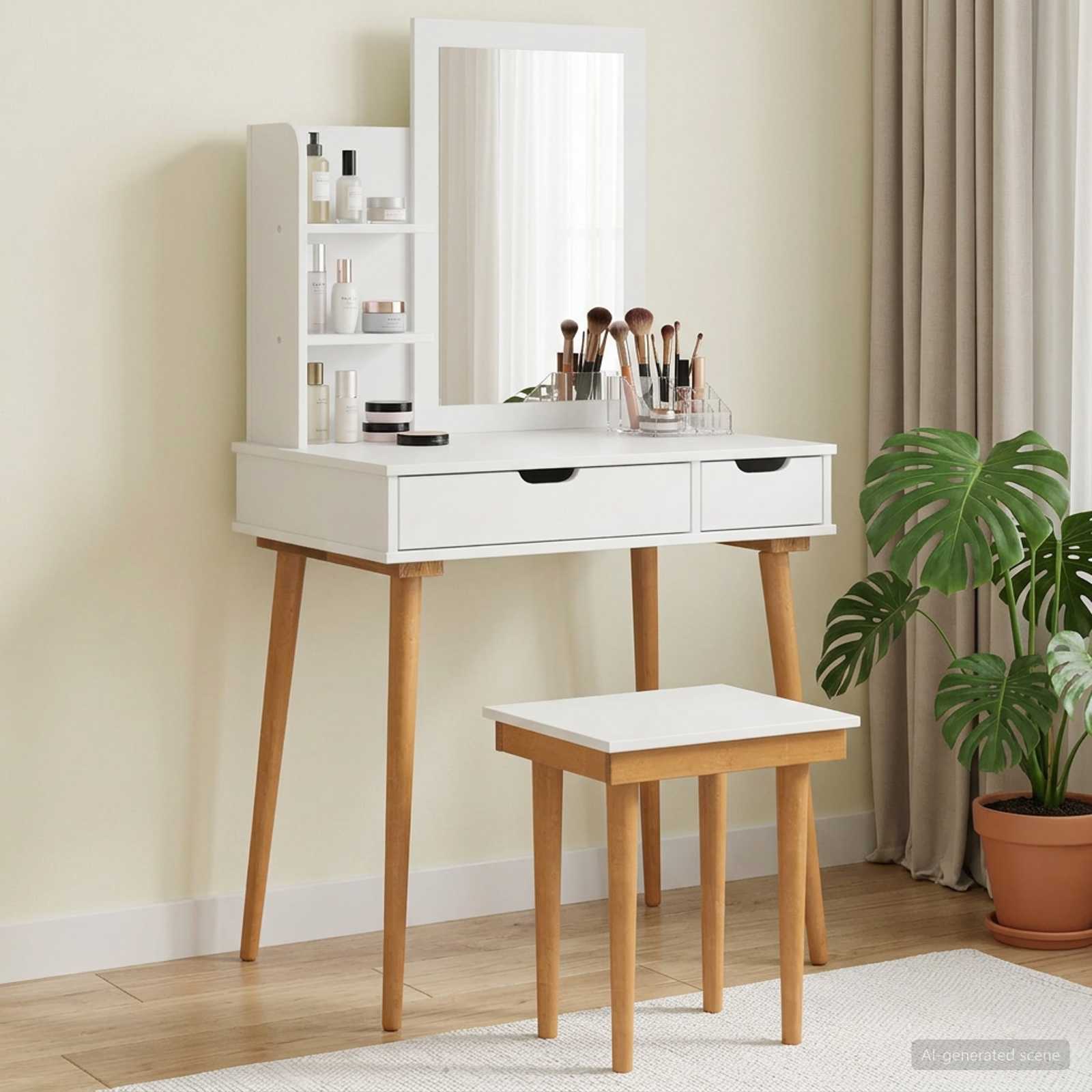 vidaXL Dressing Table Set FAUSKE 4 pcs White 76 x 50 x 143 cm 1