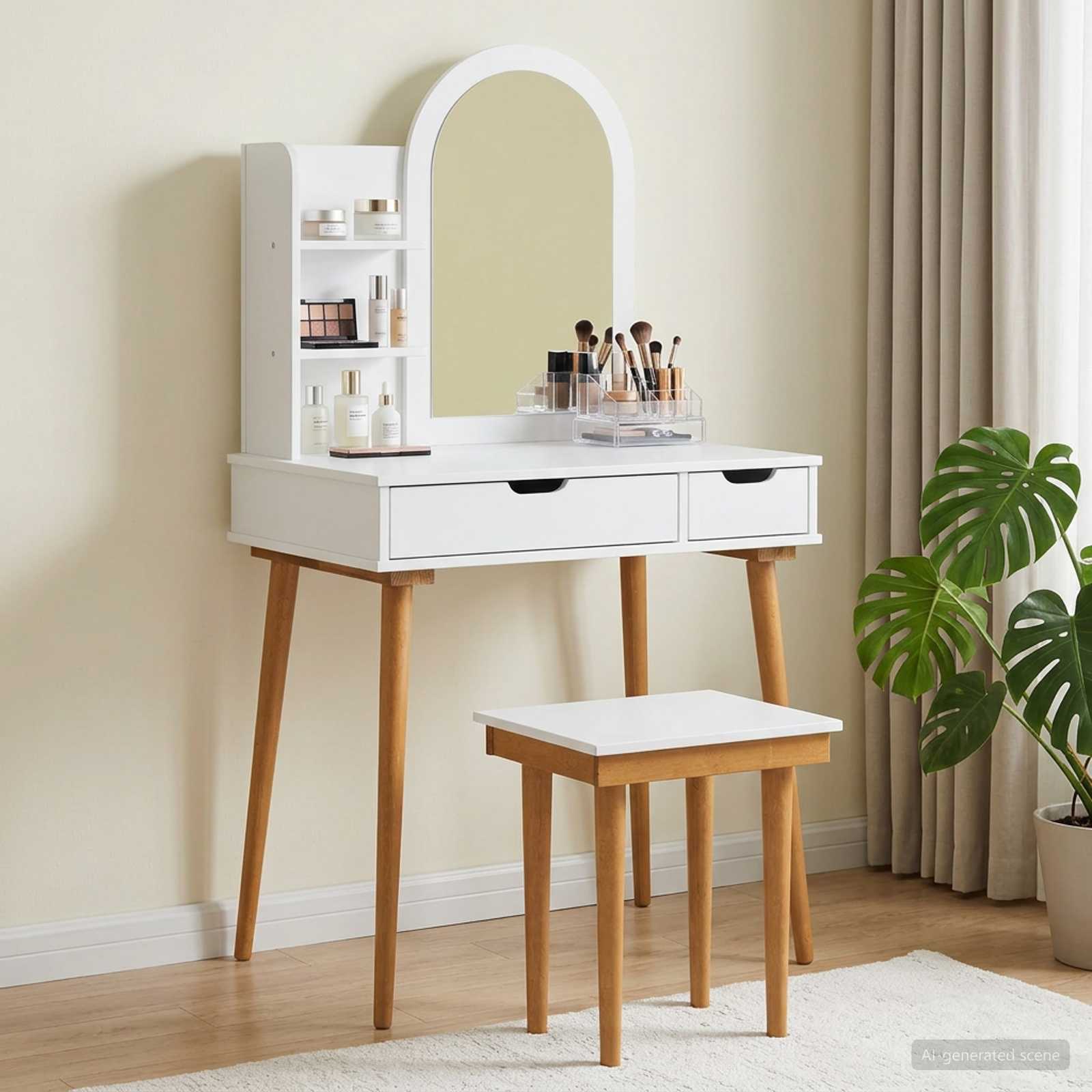 vidaXL Dressing Table Set FAUSKE 4 pcs White 76 x 50 x 143 cm 1