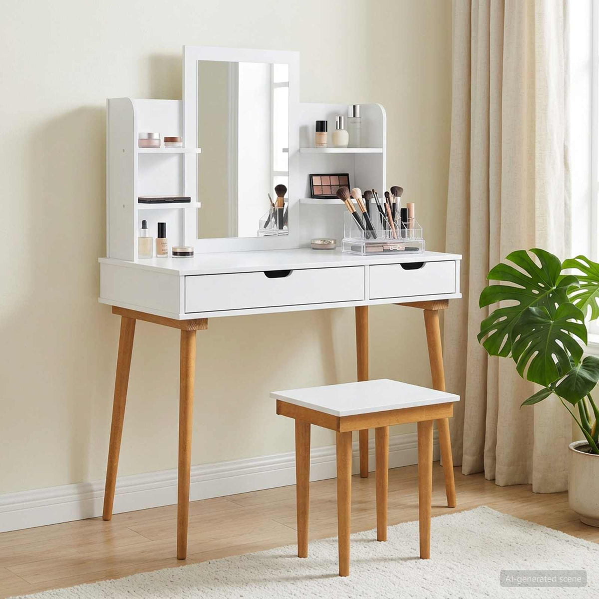 vidaXL Dressing Table Set FAUSKE 5 pcs White 100 x 50 x 143 cm 1