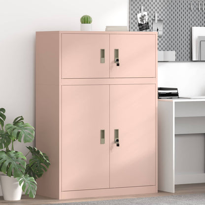 vidaXL Storage Cabinet 2 pcs Pink 90 x 40 x 130 cm Steel Lockable 1