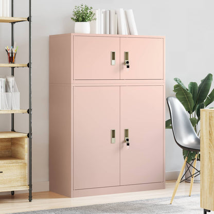 vidaXL Storage Cabinet 2 pcs Pink 90 x 40 x 130 cm Steel Lockable 4
