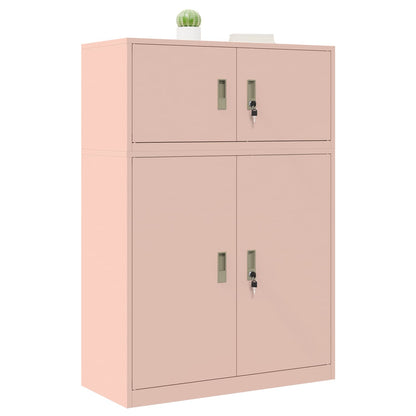 vidaXL Storage Cabinet 2 pcs Pink 90 x 40 x 130 cm Steel Lockable 3