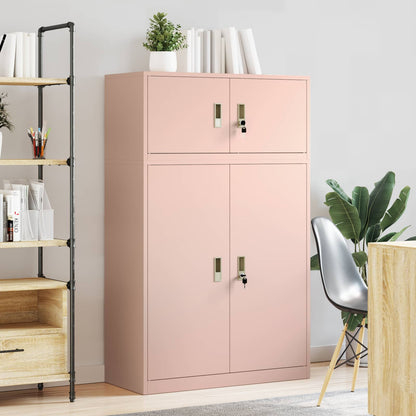 vidaXL Storage Cabinet 2 pcs Pink 90 x 40 x 145 cm Steel Lockable 1
