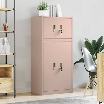 vidaXL Storage Cabinet 2 pcs Pink 60 x 40 x 130 cm Steel Lockable 4