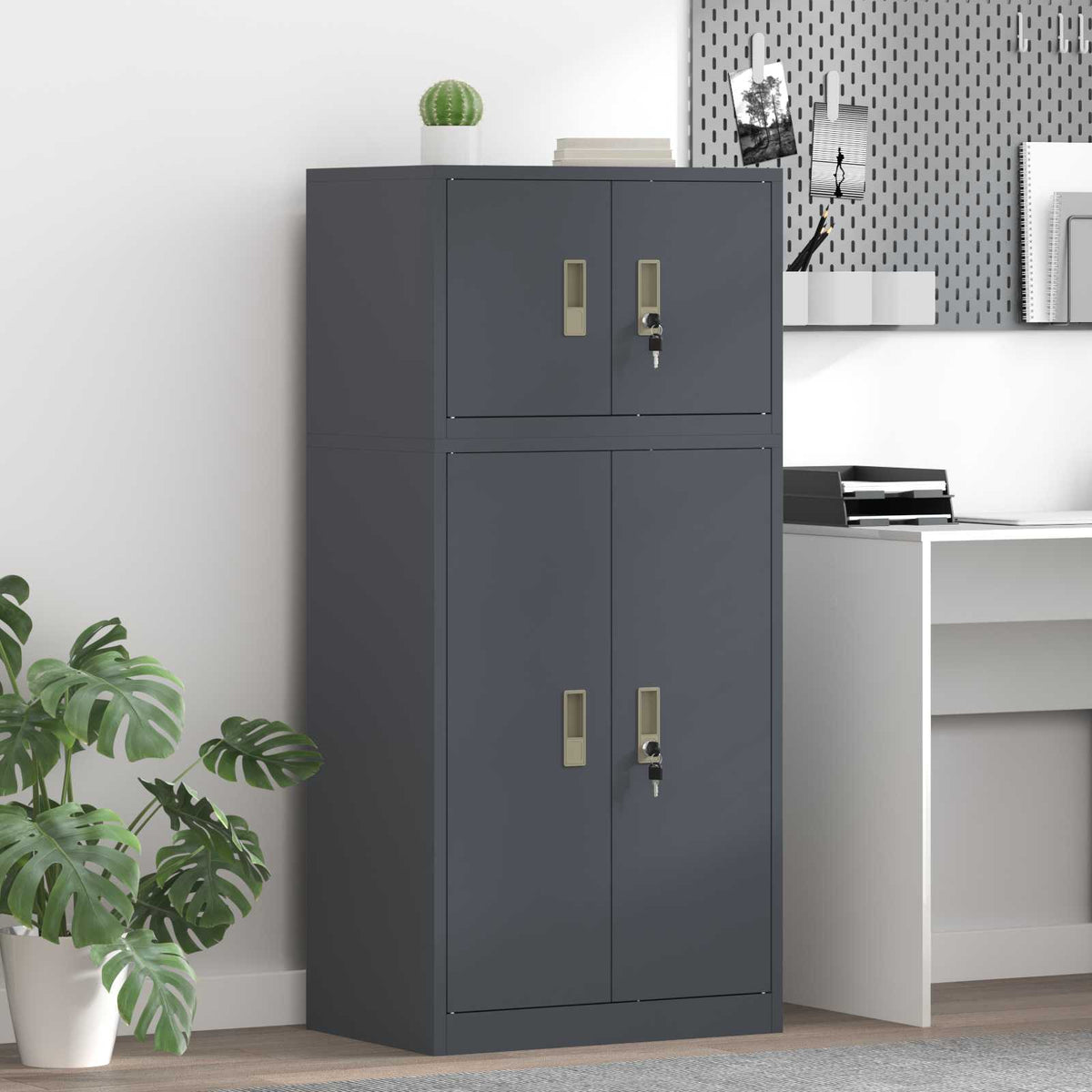 vidaXL Storage Cabinet 2 pcs Anthracite 60 x 40 x 130 cm Steel 1