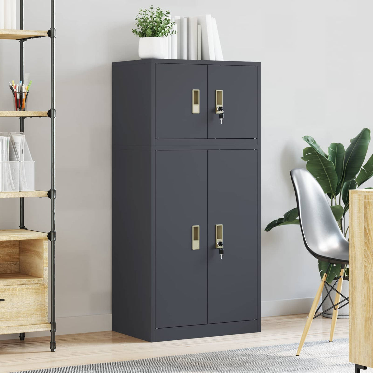 vidaXL Storage Cabinet 2 pcs Anthracite 60 x 40 x 130 cm Steel 4