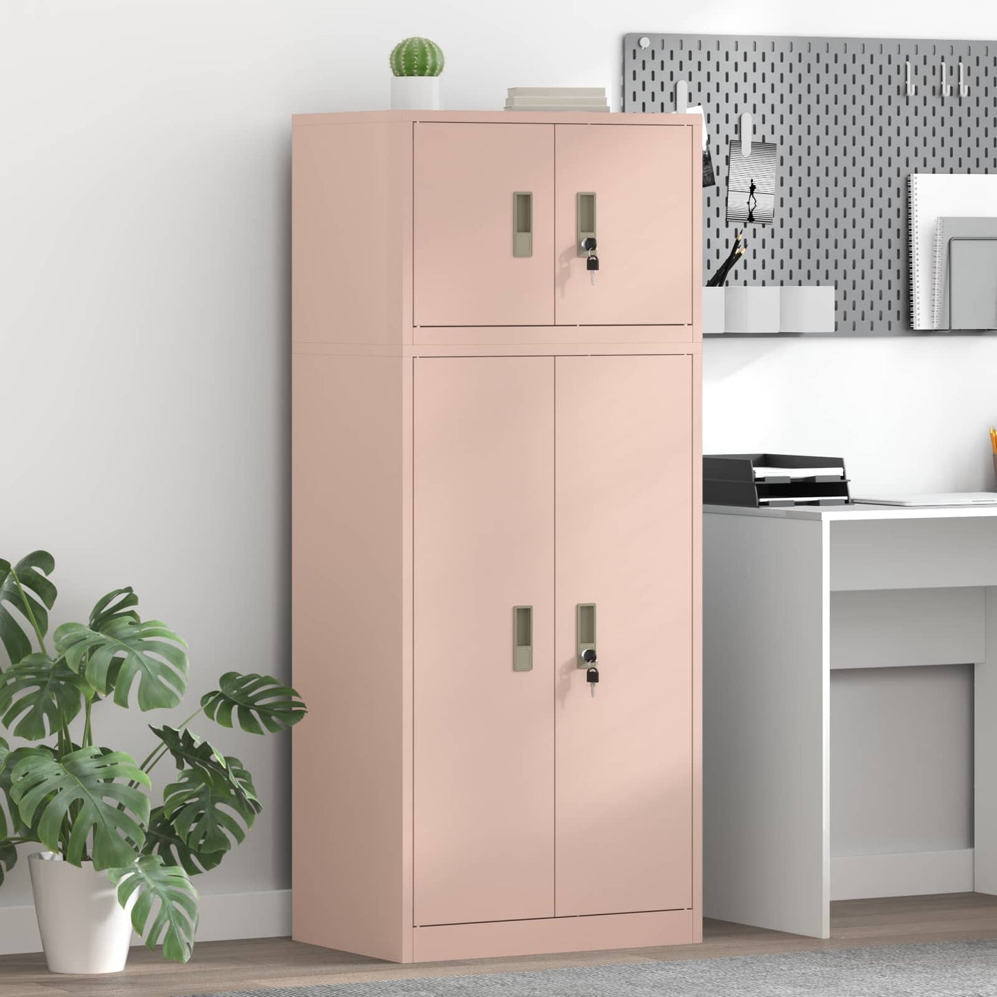 vidaXL Storage Cabinet 2 pcs Pink 60 x 40 x 145 cm Steel Lockable 1