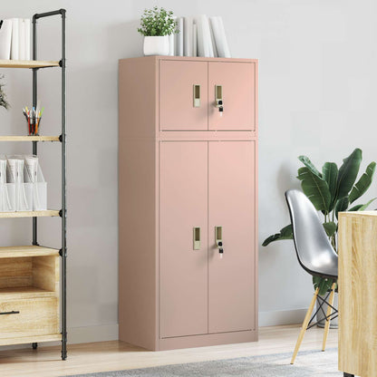 vidaXL Storage Cabinet 2 pcs Pink 60 x 40 x 145 cm Steel Lockable 4