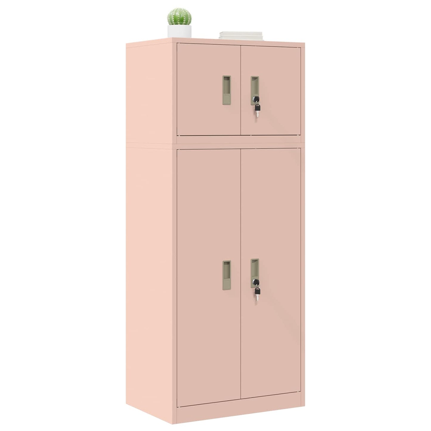 vidaXL Storage Cabinet 2 pcs Pink 60 x 40 x 145 cm Steel Lockable 3